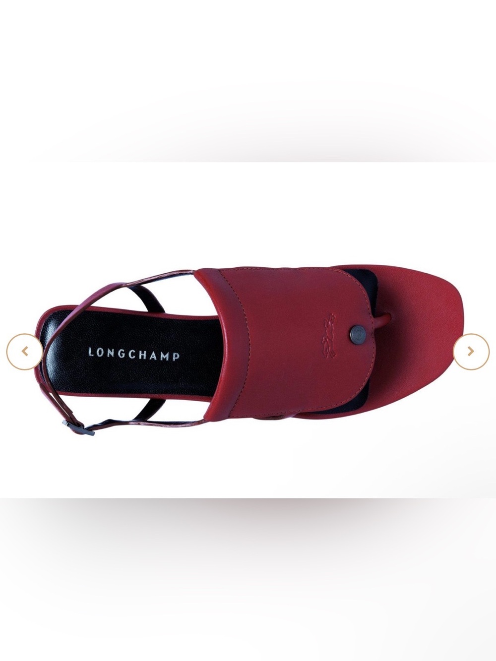Longchamp Wonen’s Dark Red Leather Slide Sandal